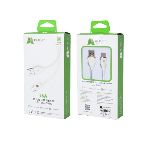 CABLE JALTECH USB A USB C 1.5M 0906 BLANCO