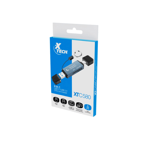 ADAPTADOR XTECH LECTOR MEMORIAS USB C / USB