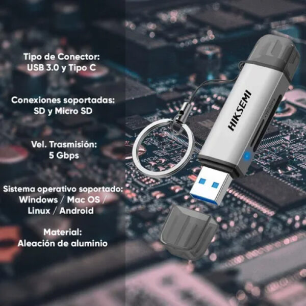 ADAPTADOR HIKSEMI LECTOR SD MICROSD USB